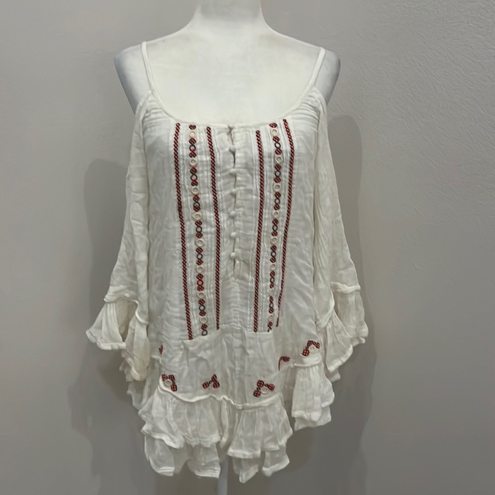 Free People Bell Sleeve Ruffle Blouse/Dress Size: XS